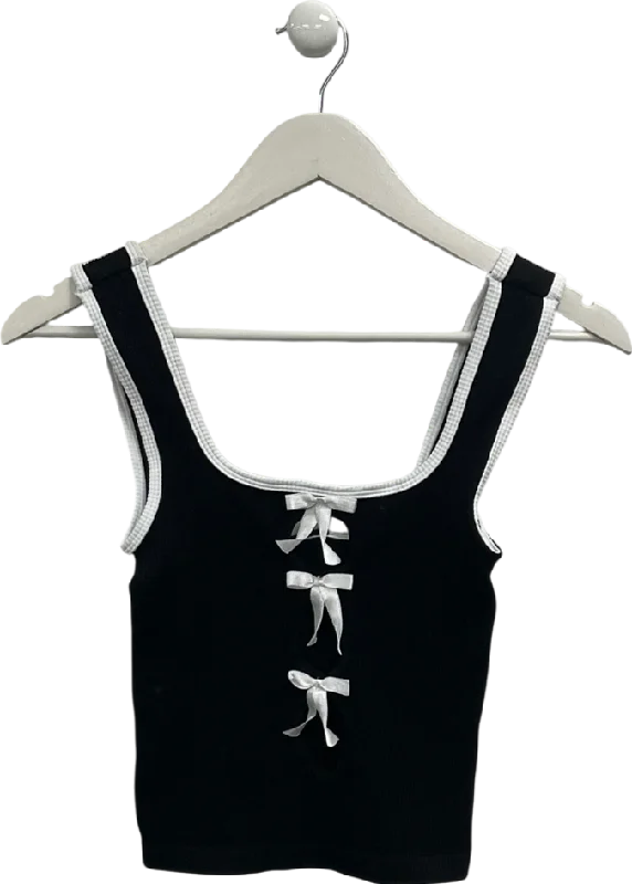kimch blue Black Beau Bow Tank Top UK S teal tank top