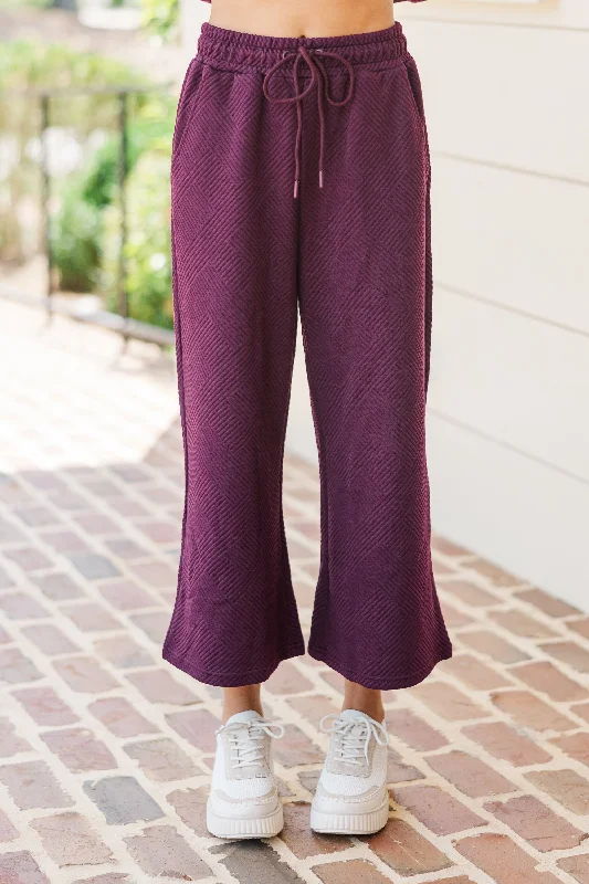 Make Your Day Mulberry Textured Pants Elegant Silk Pants