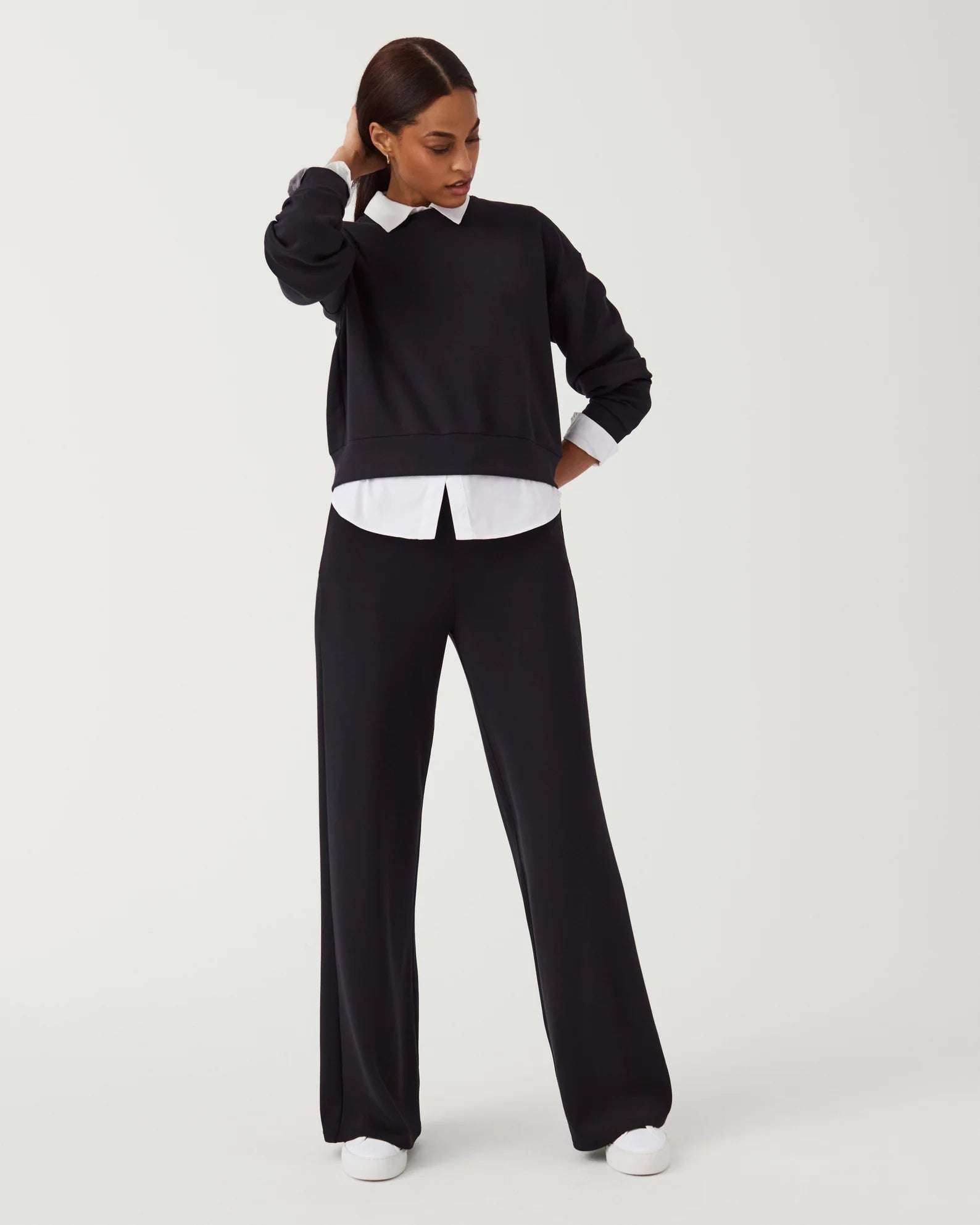 Spanx Airessentials Wide Leg Pant | Black Trendy Wide-Legged Trousers