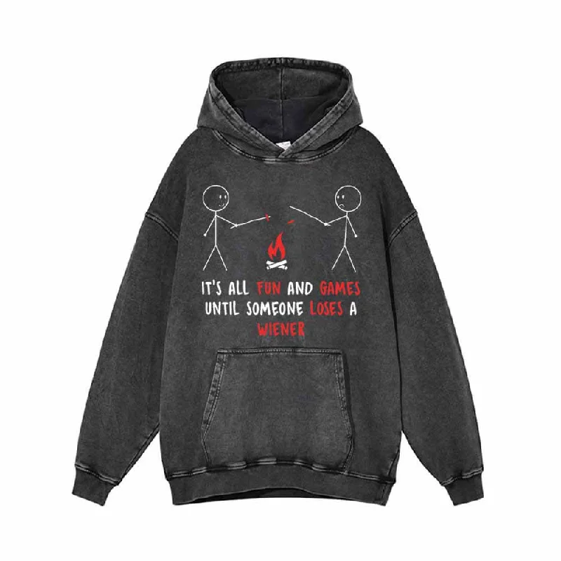 It’s All Fun And Games Until Someone Loses A Wiener Vintage Washed Hoodie Hoodie Crop Top Short Trendy