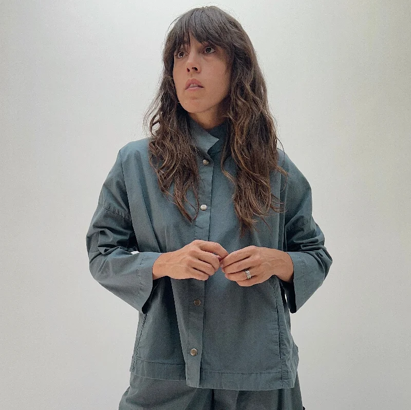 Eleven Stitch | Stand Collar Jacket in Denim Chenille Fabric Brocade Fabric Lace Fabric