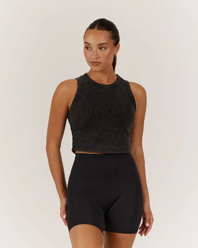 EMERSON CROP TANK - BLACK yoga tank top
