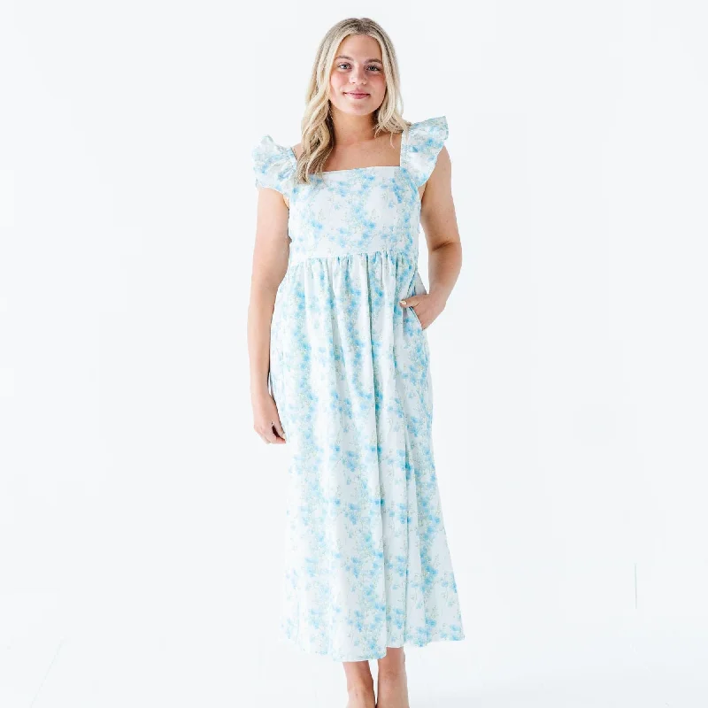 Forget Me Not Tie Waist Women's Dress A-Line Day Work