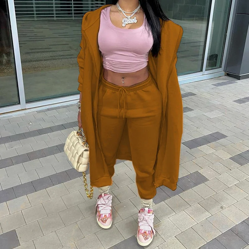 2 Pcs Women's Long Sleeve Solid Color Pants Set 327649 - XL Elegant Silk Pants