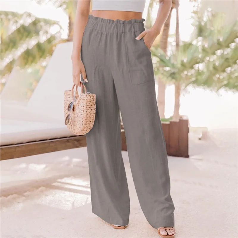 Women's Solid Color Pant 2XL 276036 Stylish Elastic Waist Pants