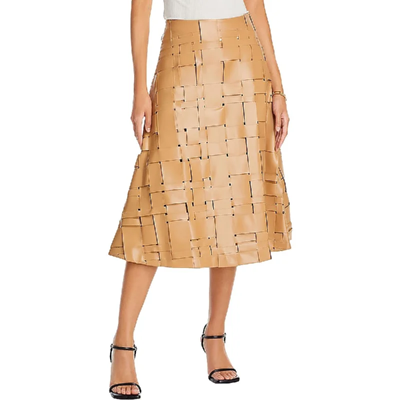 Womens Vegan Leather Midi Midi Skirt wool skirt breathable