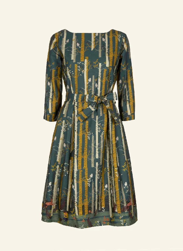 Beatrice Dress - Teal Silver Birch Print Tunics Versatile functional