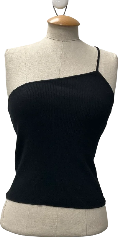 ZARA Black Asymmetric Tank Top UK S flexible tank top
