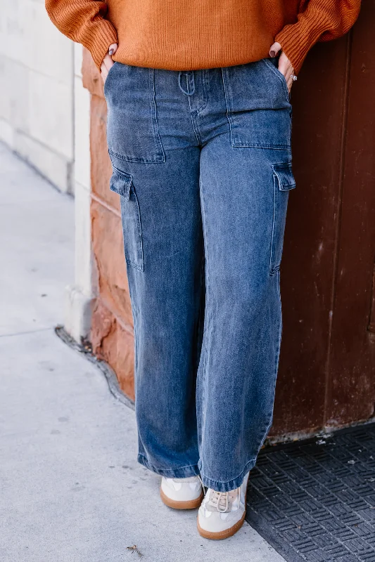 Rhoda Pants | Dark Denim Wash Comfortable Jogging Pants