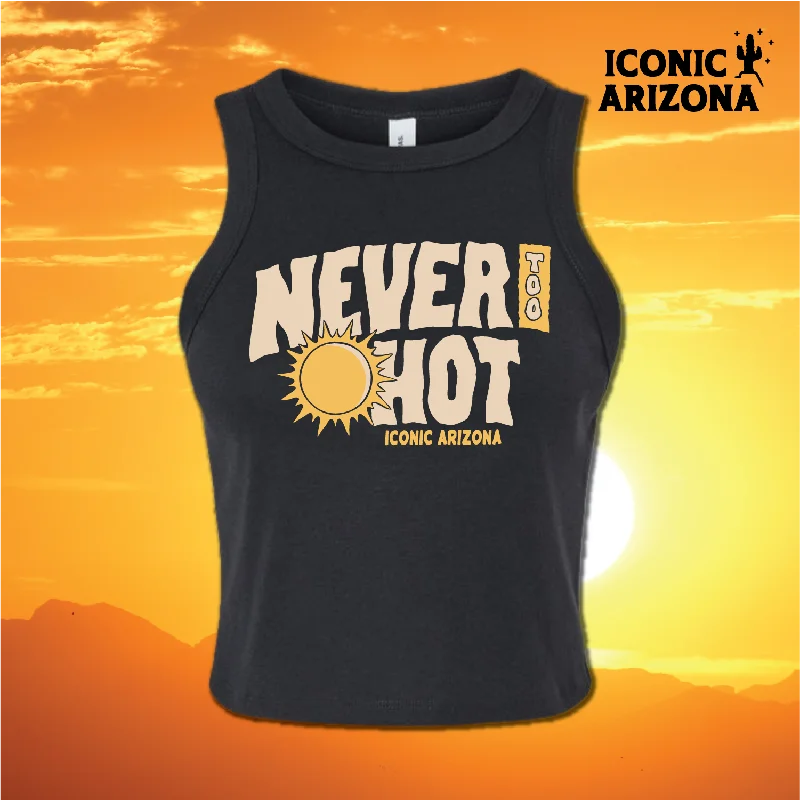 Never Too Hot Ladies Micro Rib Racer Tank ivory tank top