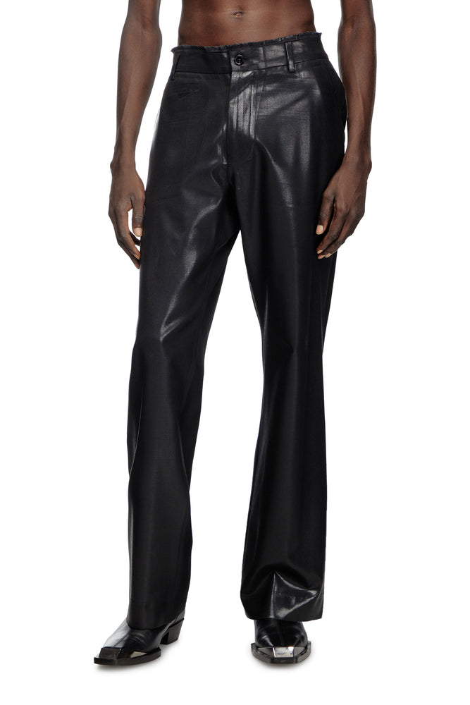 Cool Wool Pants With Denim-Trim Waist Modern Stretch Trousers