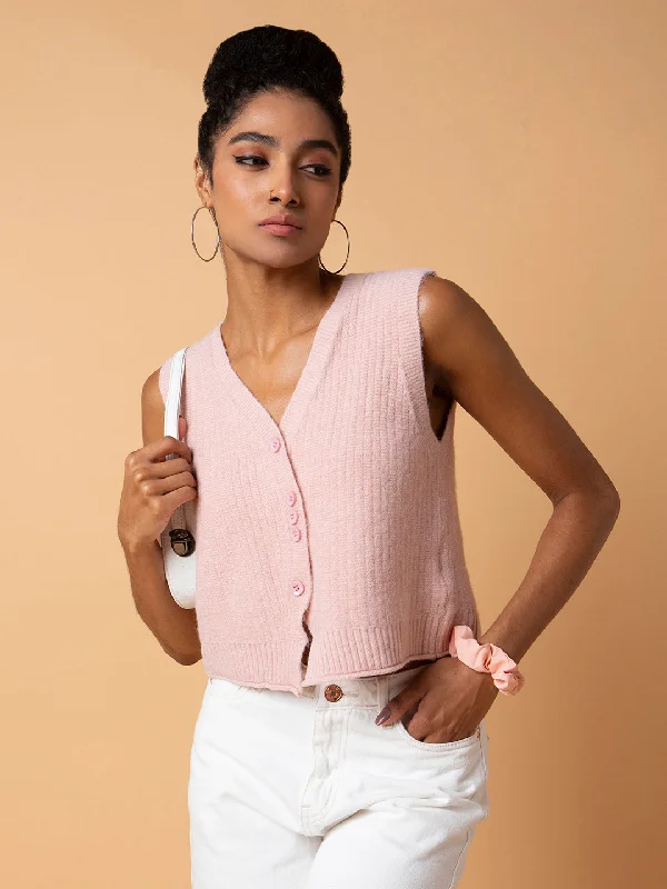 Women Solid Peach Sweater-917-Peach Sweater Knitwear Pullover