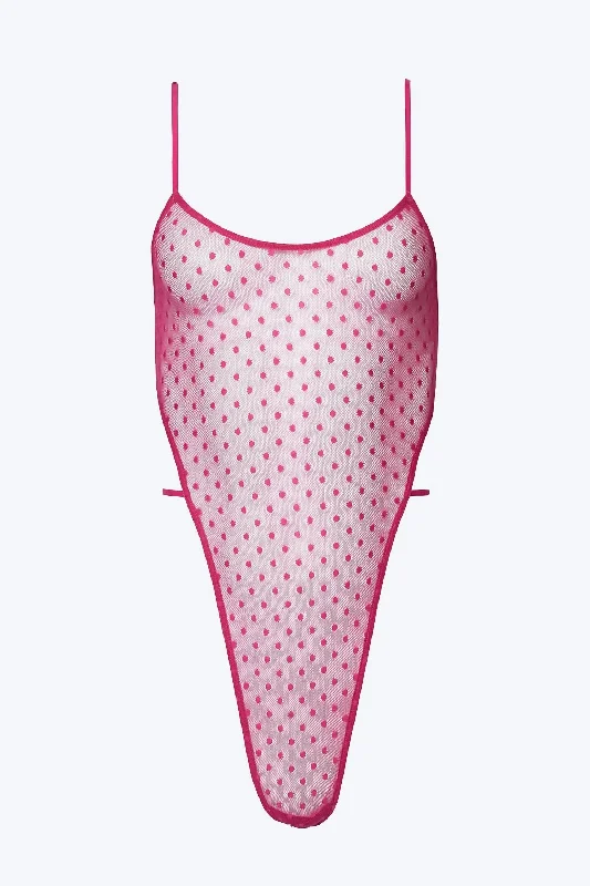 Coucou Lola Minimal Bodysuit In Pink Orchid Stylish Faux Leather Bodysuit