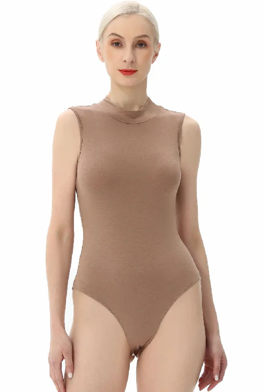 Kimi + Kai Women's Turtleneck Sleeveless Bodysuit Comfortable Ruffled Bodysuit