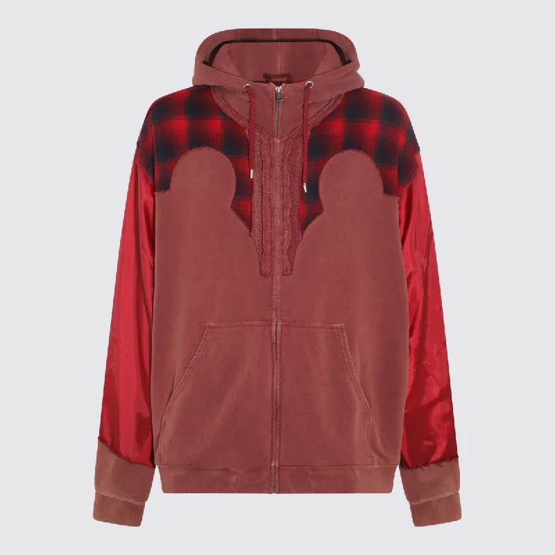 Maison Margiela Sweaters Red Mesh Blend Leather Blend Suede Blend