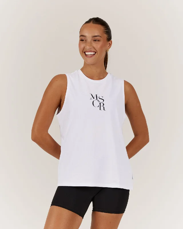 LOOSE TANK MSCR - WHITE gym tank top