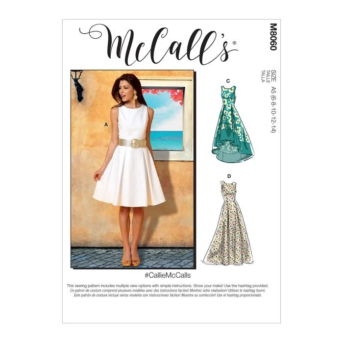 McCall's Pattern M8060 Misses' Pleated-Skirt Dresses Tunics Solid Classic