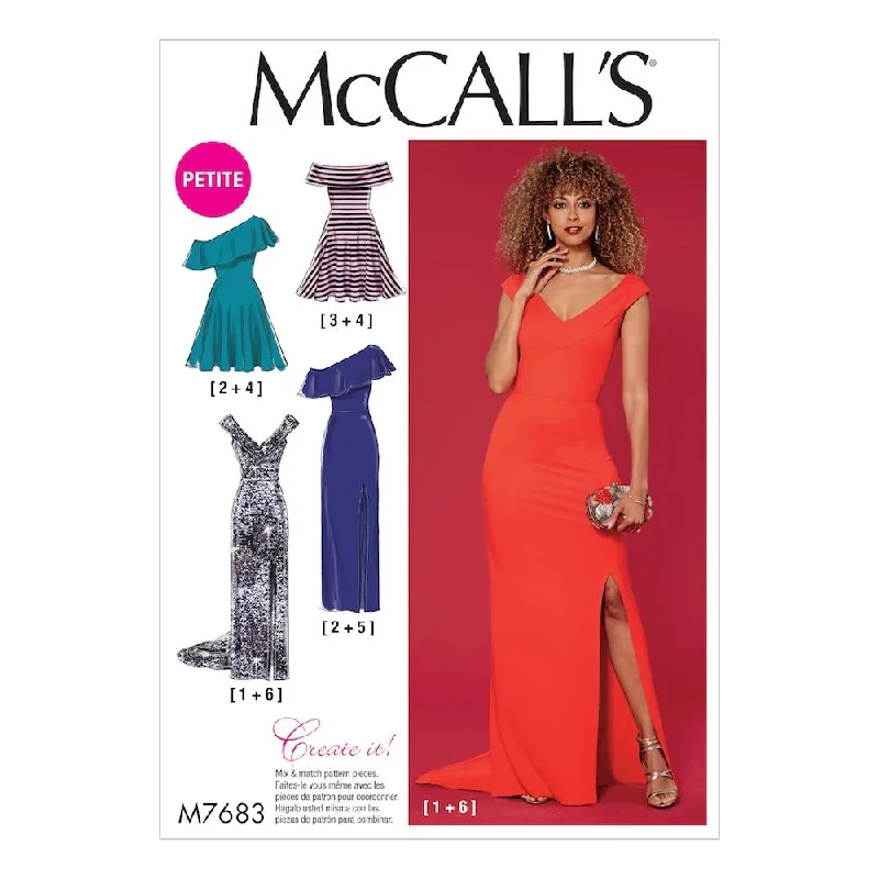 McCall's Pattern M7683 Misses'/Miss Petite Dresses with Shoulder and Skirt Variations Tunics Trendy modern