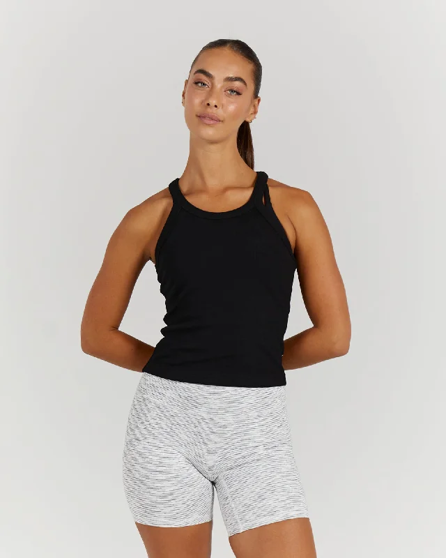 AGILITY RIBBED TANK TOP - BLACK navy tank top