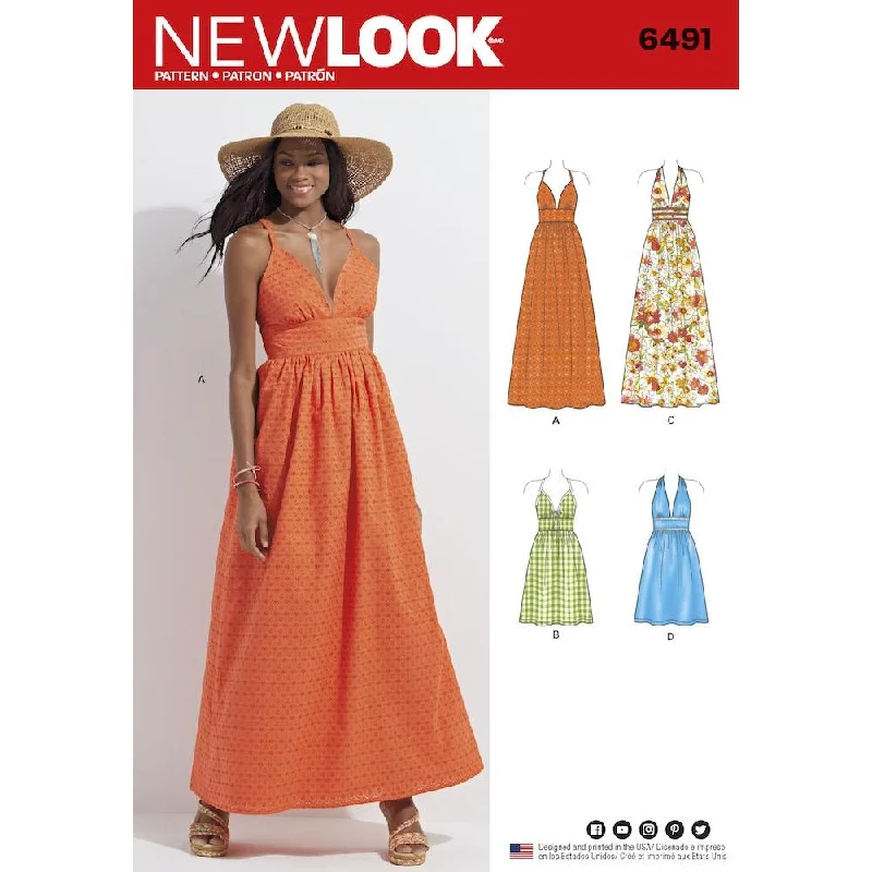 Newlook Pattern 6491 Misses Dresses in two Lengths with Bodice Variations Tunics Plaid country
