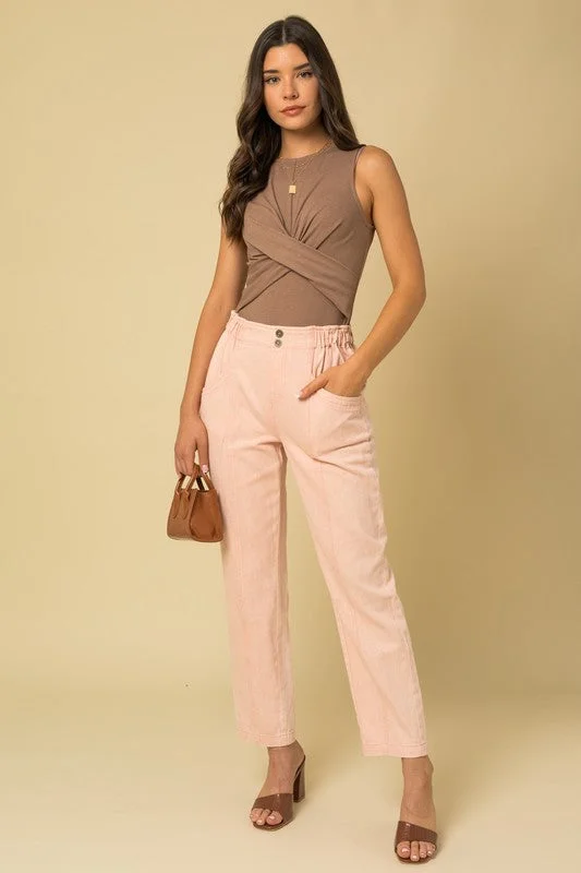 Dressy Sleeveless Bodysuit in Mocha Trendy Scoop Neck Bodysuit