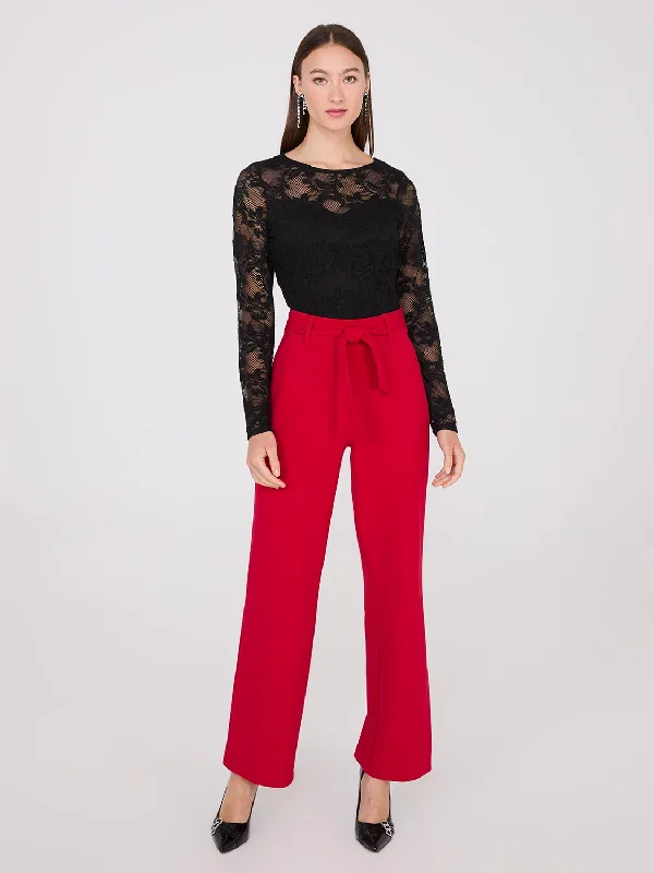 Crepe Sash Pants Comfortable Jogging Pants