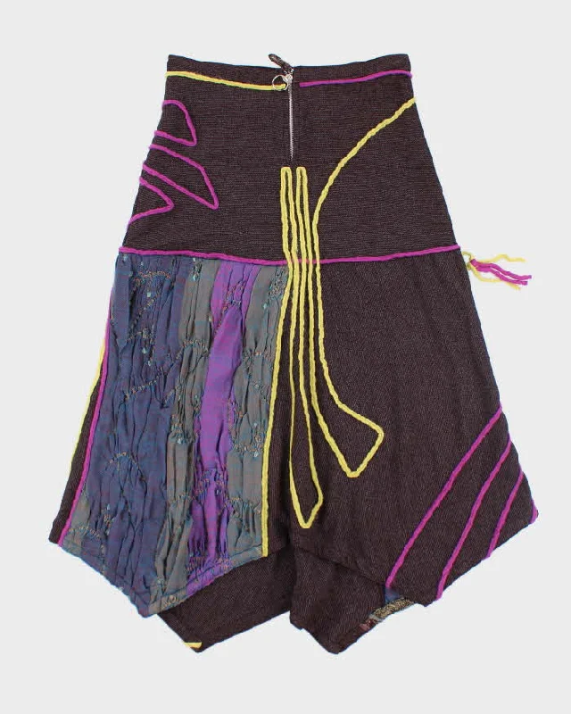 Vintage Y2K Below the Knee Patterned Skirt - S lace skirt romantic