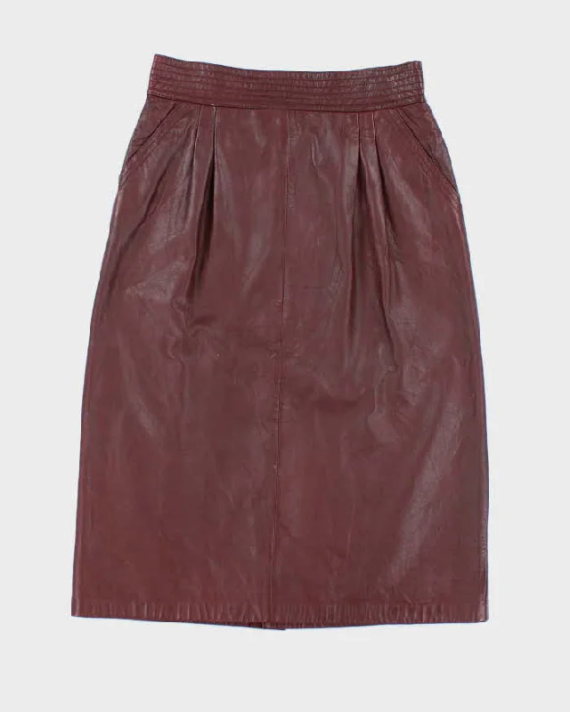 Vintage Red Leather Skirt - S floral skirt print