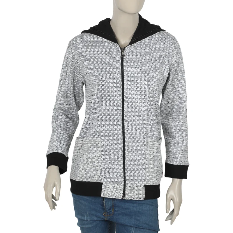 Women's Zipper Jacket - Black & White Mesh Jacket Canvas Jacket Denim Jacket