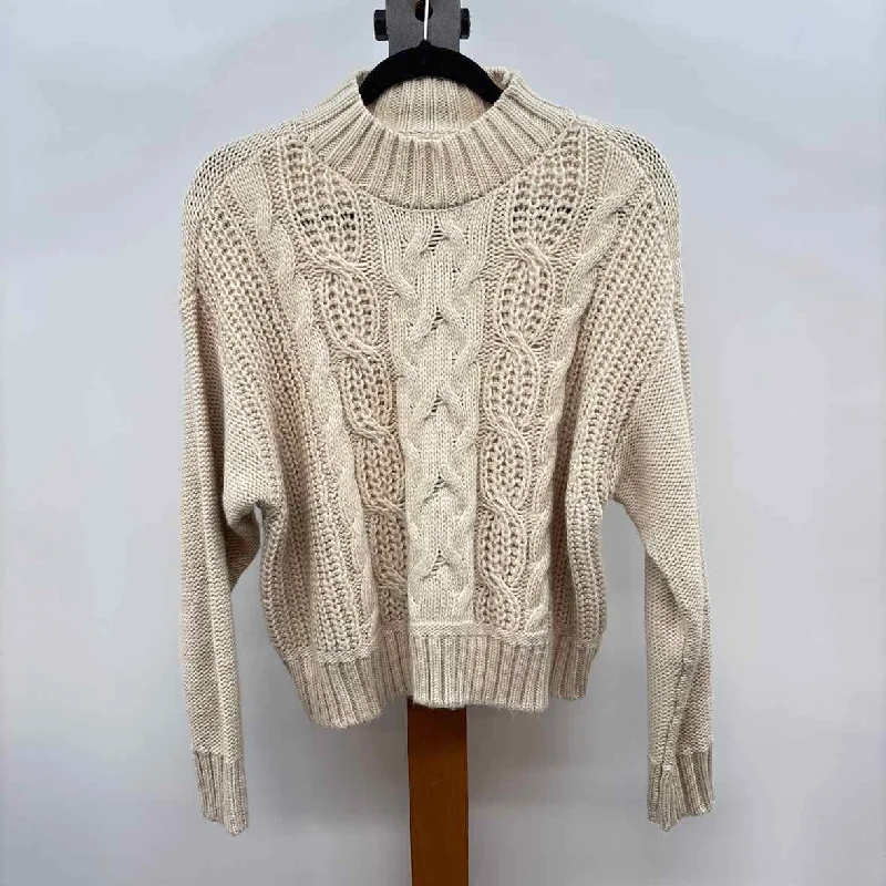 Lucky Brand Women's Size S Cream Cable Knit Sweater Anti-Pilling Anti-Shrink Durable