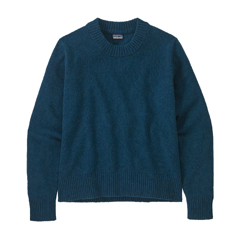 Women's Recycled Wool Crewneck Sweater Ribbed Striped Patterned