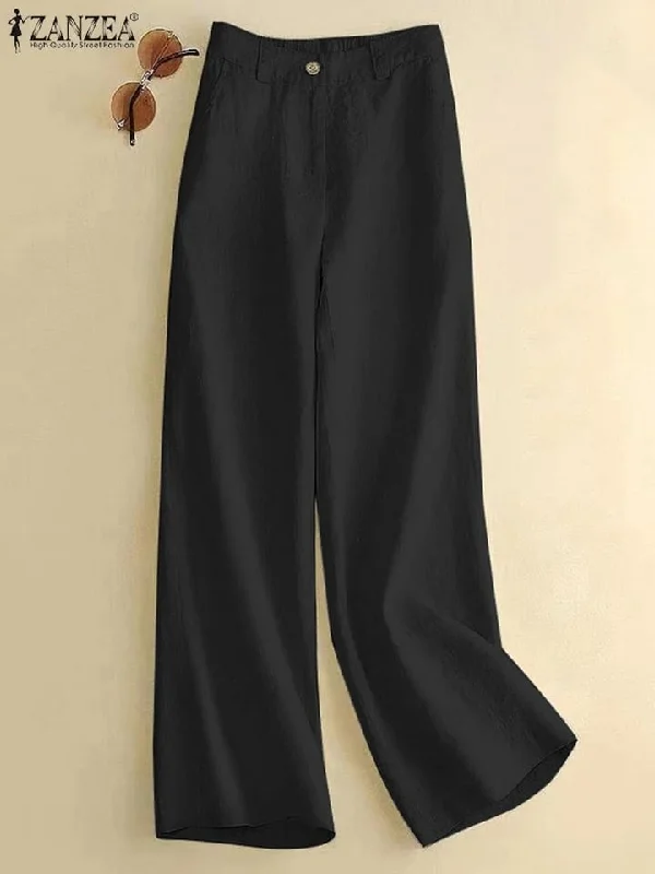 ZANZEA Women Vintage Wide Leg Pants 2XL S4653520 Casual Track Pants