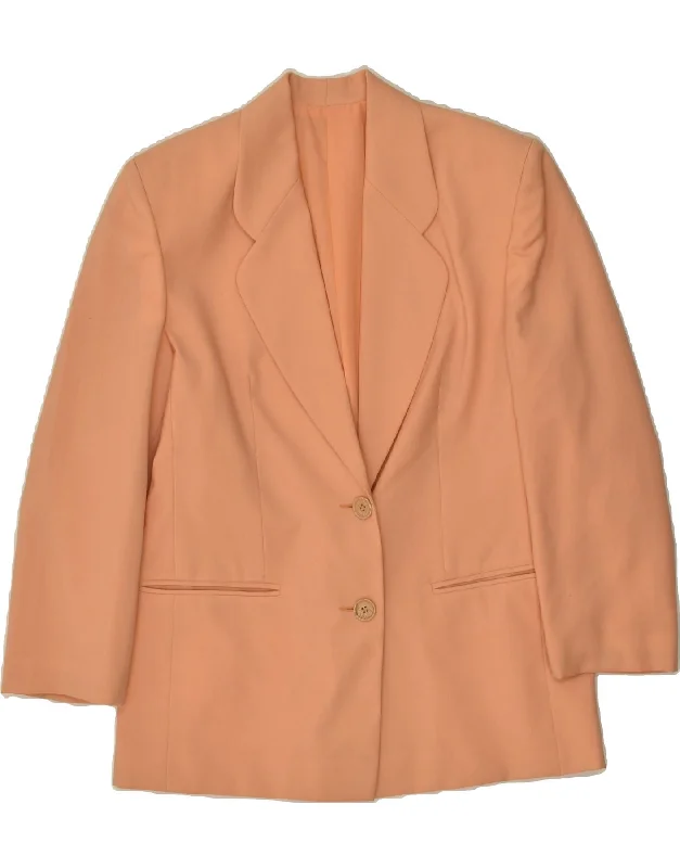 VINTAGE Womens 2 Button Blazer Jacket UK 12 Medium Orange Virgin Wool Striped Jacket Polka Dot Jacket Floral Jacket