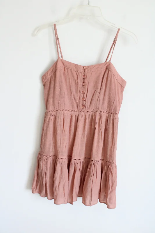 Love Tree Dusty Pink Tiered Dress | S A-Line Day Work