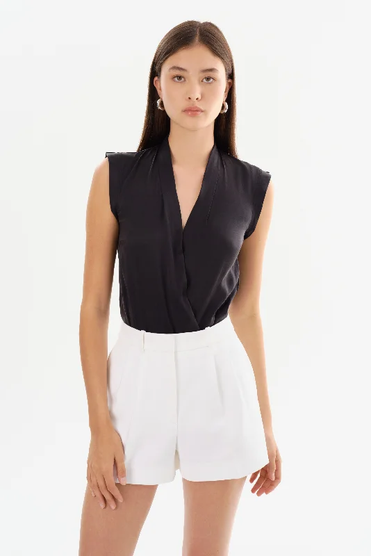 CINTA | Sleeveless Silk Bodysuit Fashionable V-Neck Bodysuit