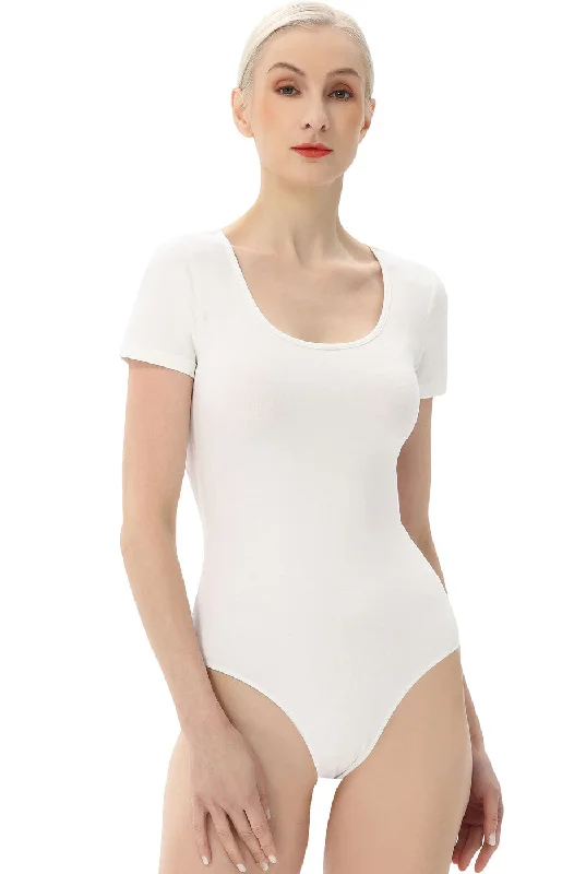 Kimi + Kai Women's U-Neck Basic Bodysuit Trendy Bodysuit with Tulle