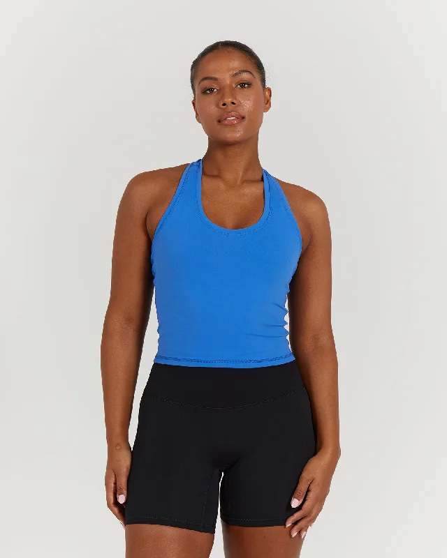 LUXE MIDRIFF TANK - COBALT white tank top