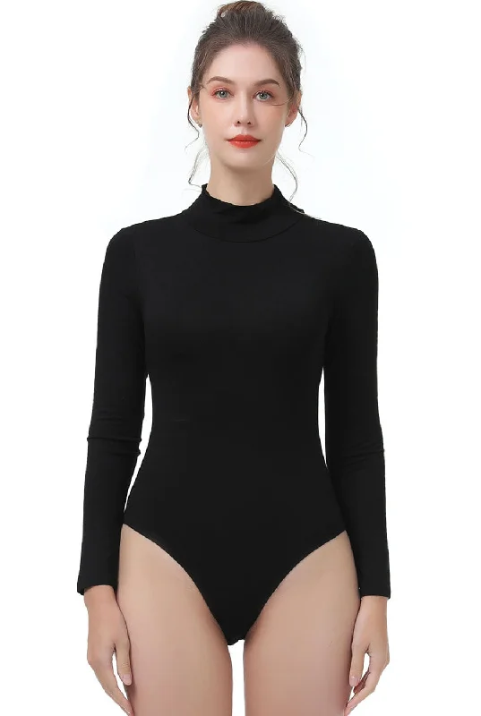 Kimi + Kai Women's Turtleneck Long Sleeve Bodysuit Comfortable Bodysuit with Deep V