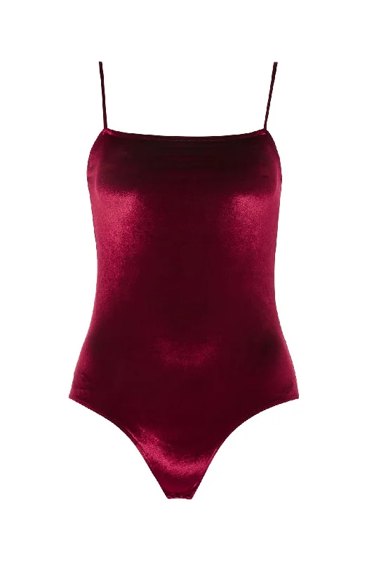 Topshop Womens Velvet Square Neck Bodysuit Trendy Sculpting Bodysuit