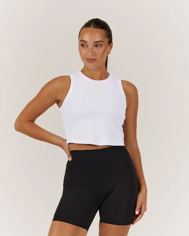 EMERSON CROP TANK - WHITE workout tank top
