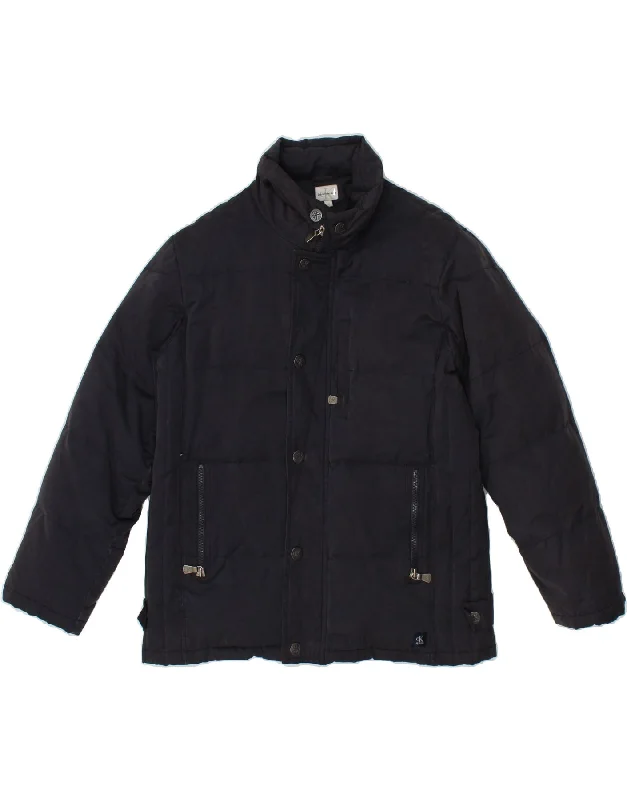 CALVIN KLEIN JEANS Womens Padded Jacket US 10 Large Navy Blue Nylon Bomber Jacket Anorak Windbreaker
