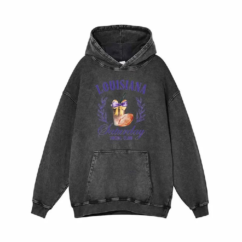 Louisiana Saturday Social Club Hoodie Hoodie with Longline Fit Extended Stylish