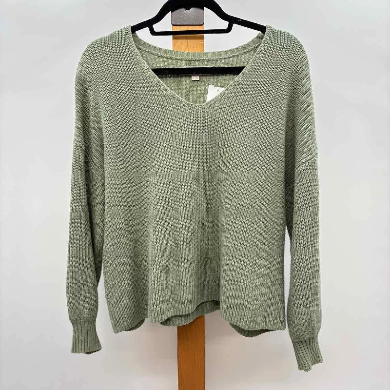 Loft Women's Size M Green Solid Sweater Stretchy Elastic Breathable