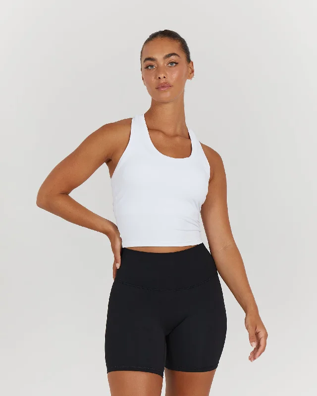 LUXE MIDRIFF TANK - WHITE scoop neck tank