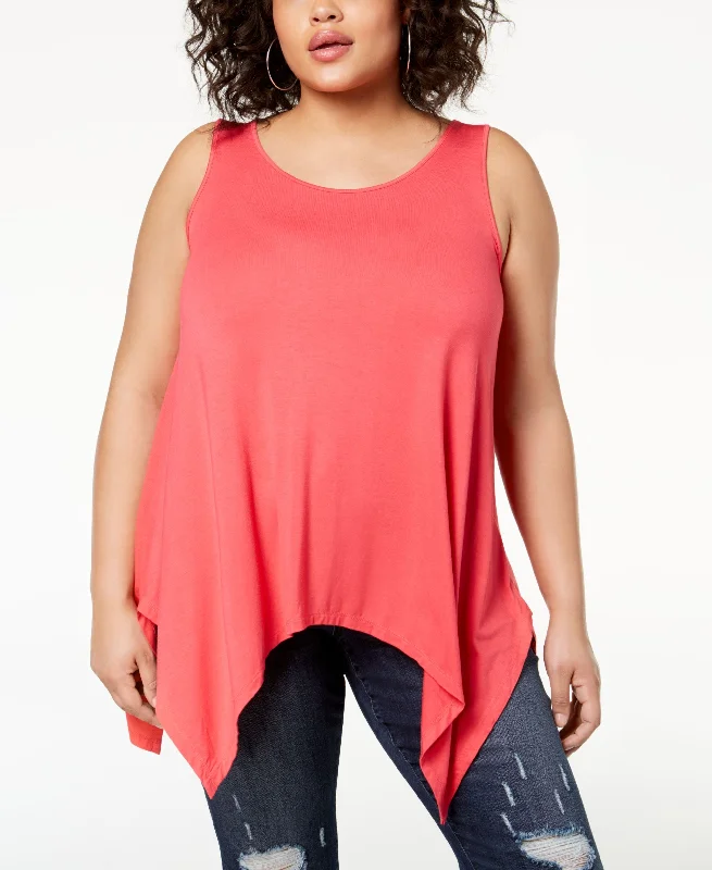 Celebrity Pink Trendy Plus Size Handkerchief Hem Tank Top playful tank top