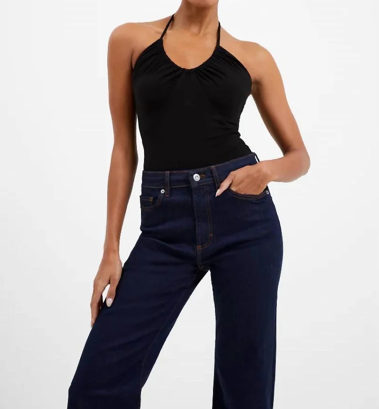 Roy Halter Bodysuit In Black Fashionable Bodysuit with Pleats