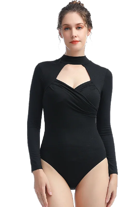 Kimi + Kai Women's "Min" Faux Wrap Turtle Neck Bodysuit Stylish Bodysuit for Party