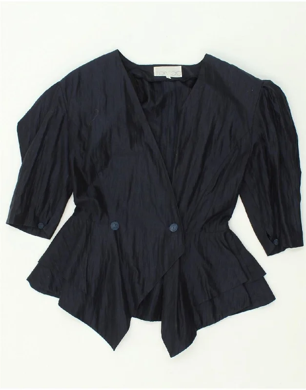 VINTAGE Womens Peplum Double Breasted Blazer Jacket IT 40 Small Navy Blue Oversized Jacket Tailored Jacket Straight Jacket