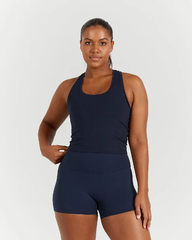 LUXE MIDRIFF TANK - NAVY flirty tank top