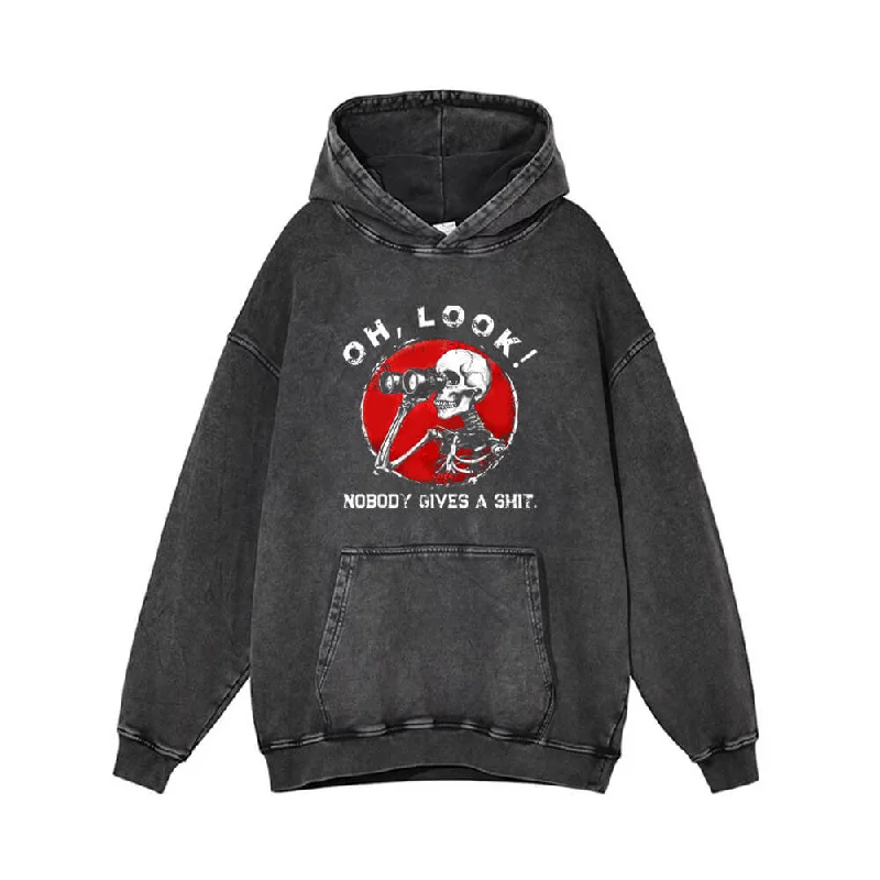 Oh Look Skeleton Vintage Washed Hoodie Hoodie with Gradient Ombre Colorful